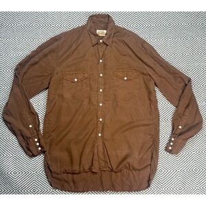 Wythe Sportswear Men's Tencel Gabardine Long Sleeve Snap Pearl Shirt Size Medium